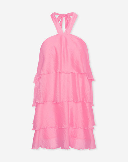 RUFFLE HALTER DRESS ROZE