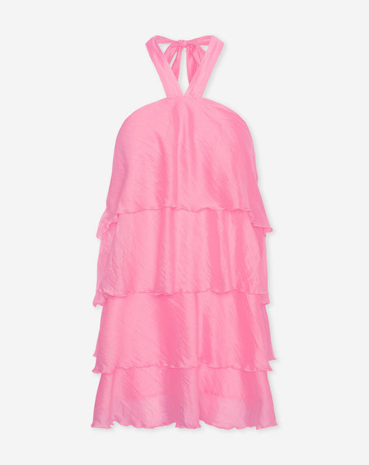 RUFFLE HALTER DRESS ROZE