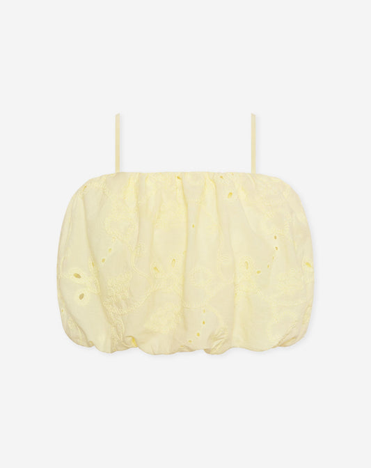 MANOU BRODERIE BUBBLE HEM TOP BOTERGEEL
