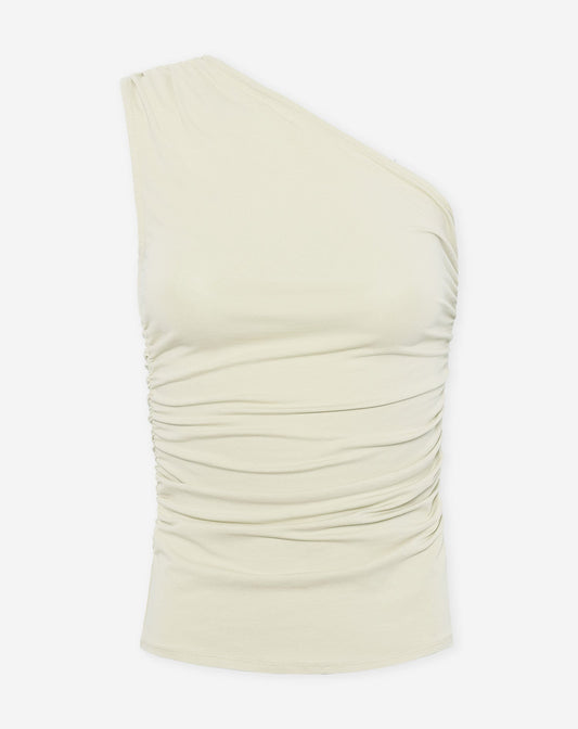 TAMAR ONE SHOULDER RUCHED TOP BEIGE