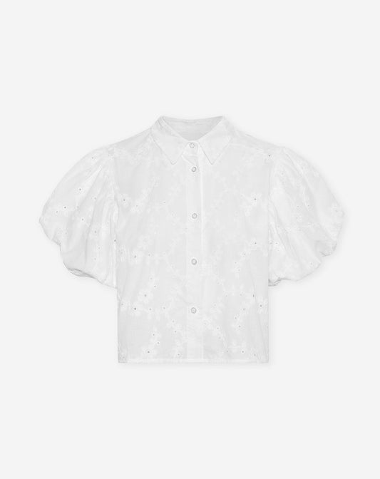 BRODERIE PUFF SLEEVE BLOUSE WIT