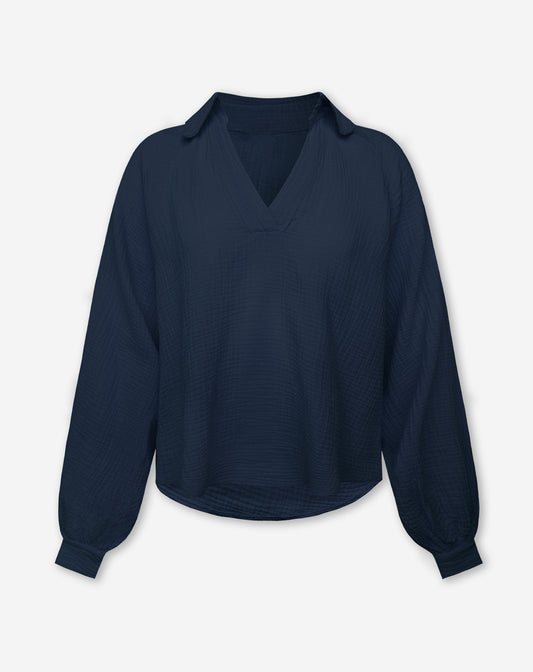 MOUSSELINE BLOUSE MARINEBLAUW