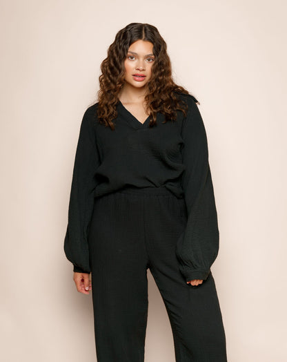 MOUSSELINE BLOUSE ZWART