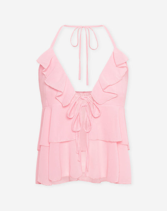 LIZZA RUFFLE HALTER TOP LICHTROZE