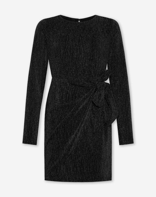 LUCY GLITTER KNOT DRESS ZWART