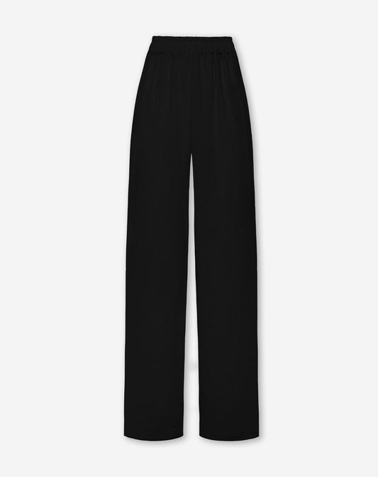 MELODY MOUSSELINE STRAIGHT LEG PANTS TALL ZWART