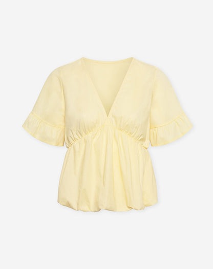 ANA POPLIN BUBBLE HEM TOP BOTERGEEL
