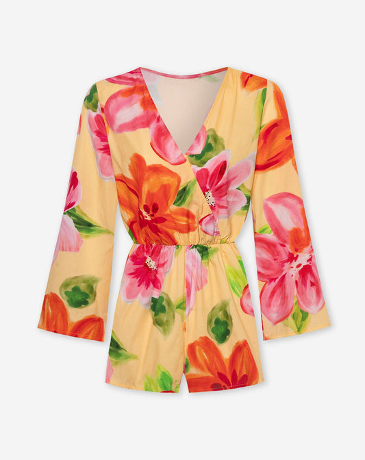 TROPICAL FLOWER PLAYSUIT GEEL