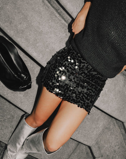 BIG SEQUIN SKIRT ZWART