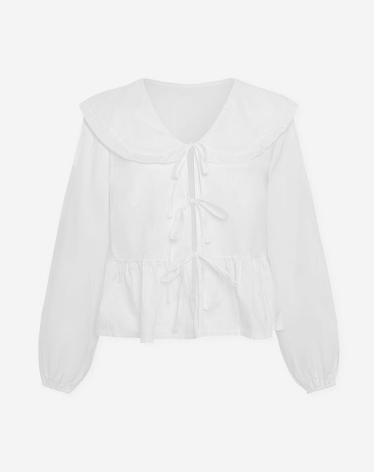 BIG COLLAR RUFFLE BLOUSE WIT