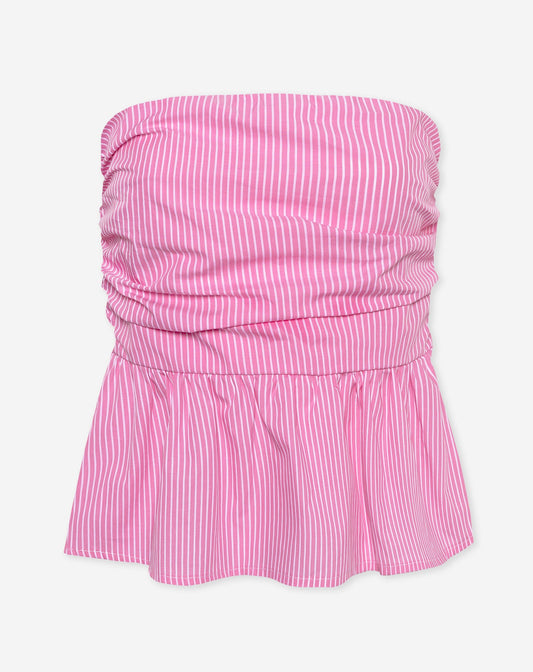LEIA STRIPE PEPLUM TOP ROZE