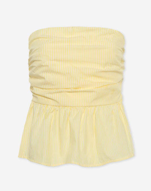 LEIA STRIPE PEPLUM TOP GEEL