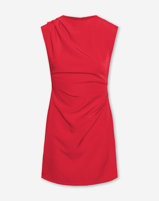 SOFIA RUCHED DRESS ROOD