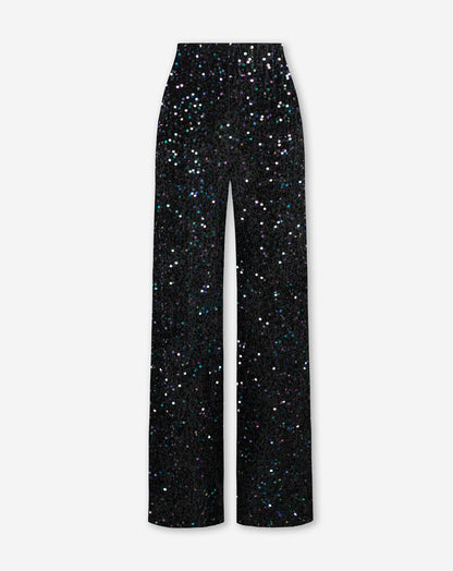 VELVET SEQUIN WIDE LEG PANTS MULTI