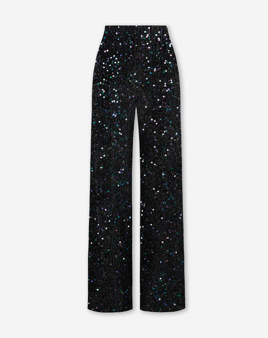 VELVET SEQUIN WIDE LEG PANTS MULTI
