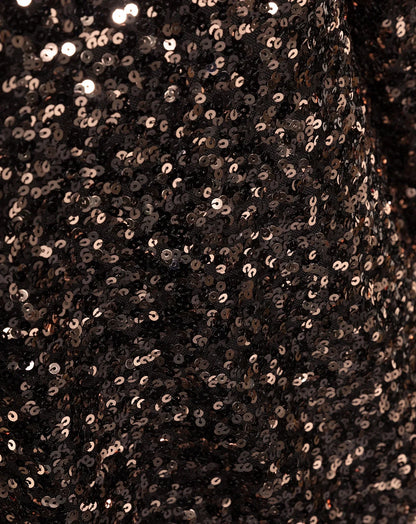 SEQUIN BOW DRESS ZWART