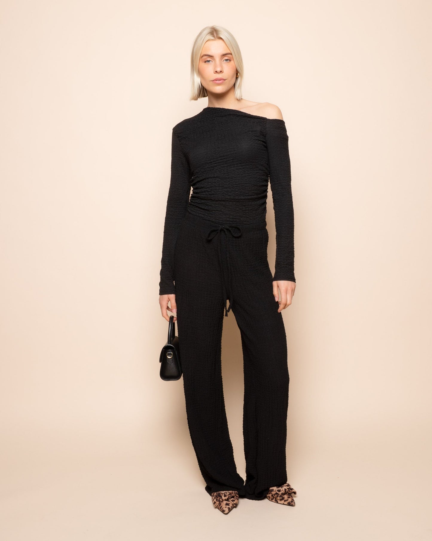STRUCTURE STRAIGHT LEG PANTS ZWART