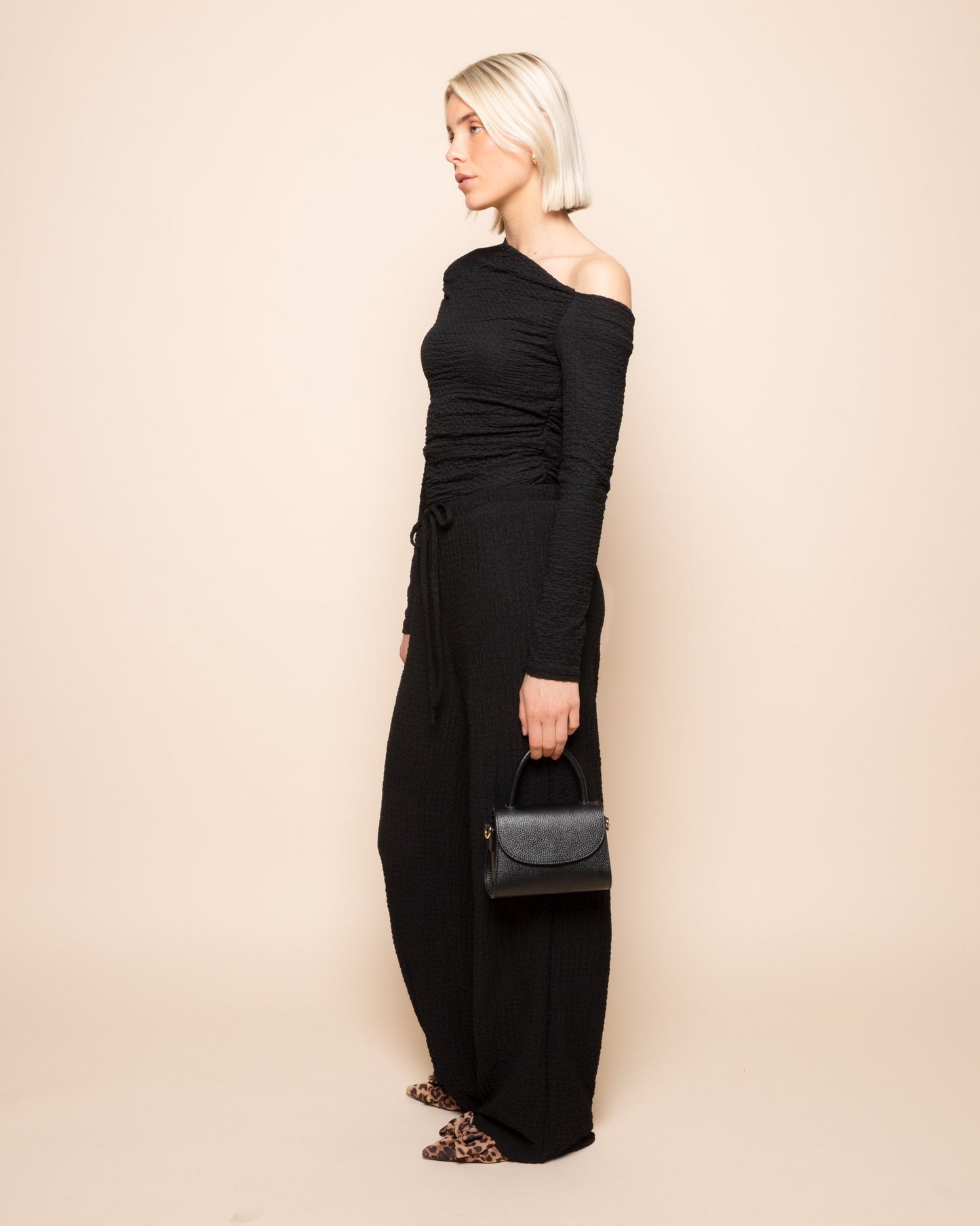 STRUCTURE STRAIGHT LEG PANTS ZWART