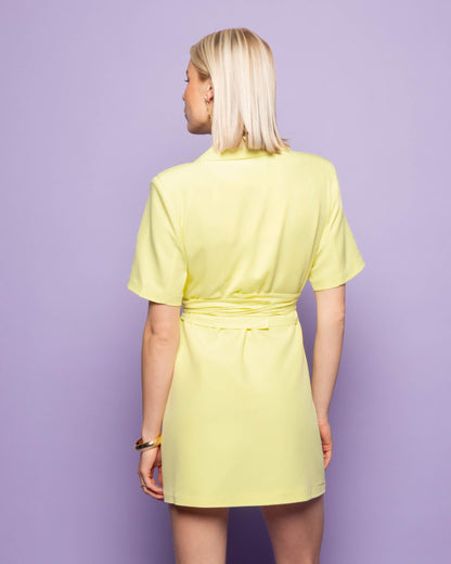 SADIE SHORT SLEEVE BLAZER DRESS GEEL