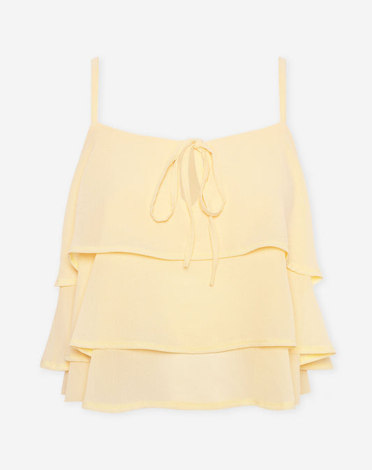 MILIA RUFFLE CAMI TOP GEEL
