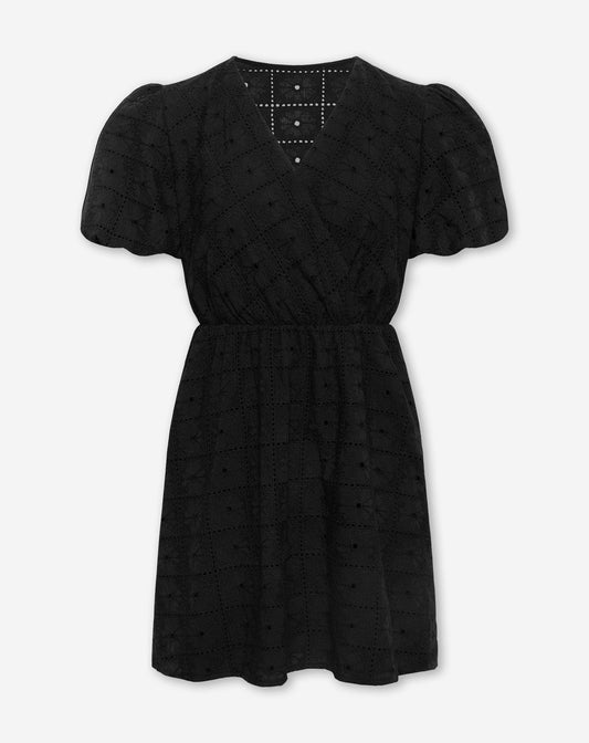 LOREEN BRODERIE DRESS ZWART
