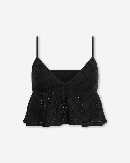 LOREEN BRODERIE CAMI ZWART
