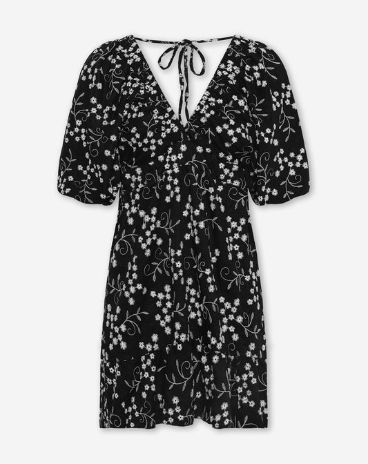 ROSALIE BRODERIE DRESS ZWART
