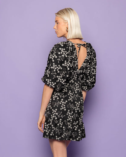 ROSALIE BRODERIE DRESS ZWART