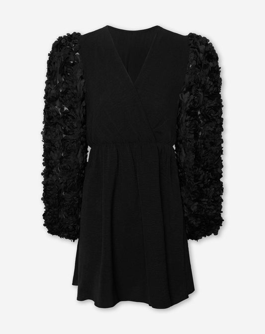 ROSE SLEEVE DRESS ZWART