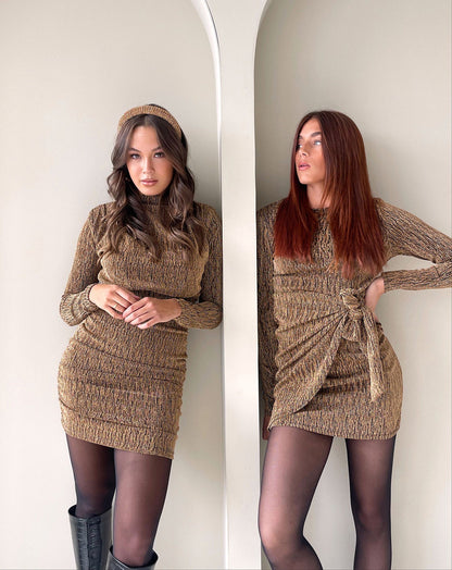 LUCY GLITTER KNOT DRESS GOUD