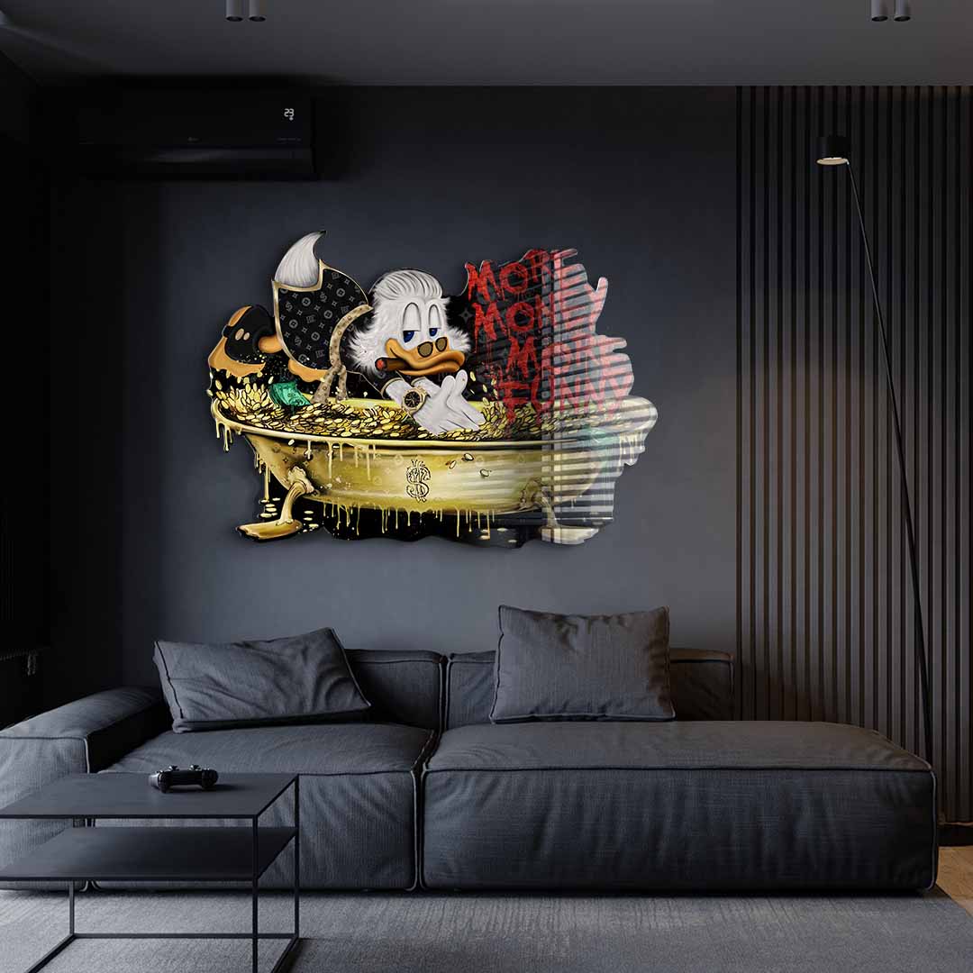 Wandskulptur More Money Duck - Acrylglas 
