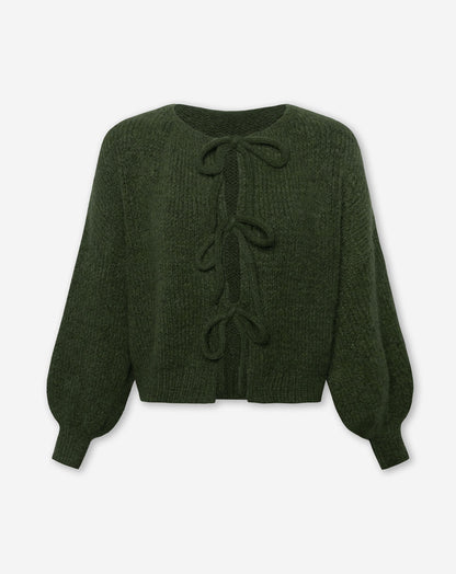 VIVI BOW CARDIGAN LEGERGROEN