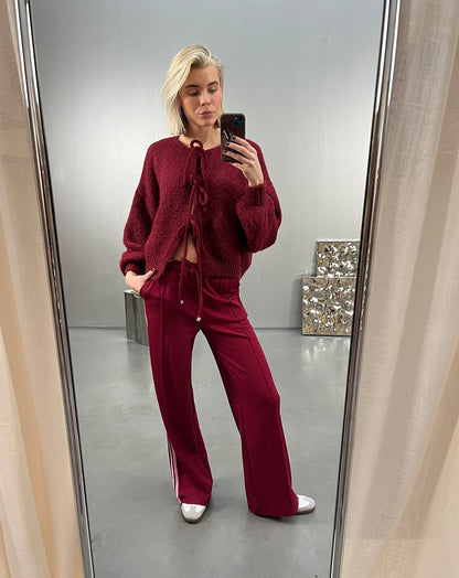 VIVI BOW CARDIGAN BURGUNDY