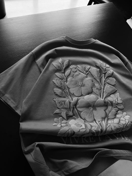 Übergroßes „Vivre la Vie“-T-Shirt – Anthrazit
