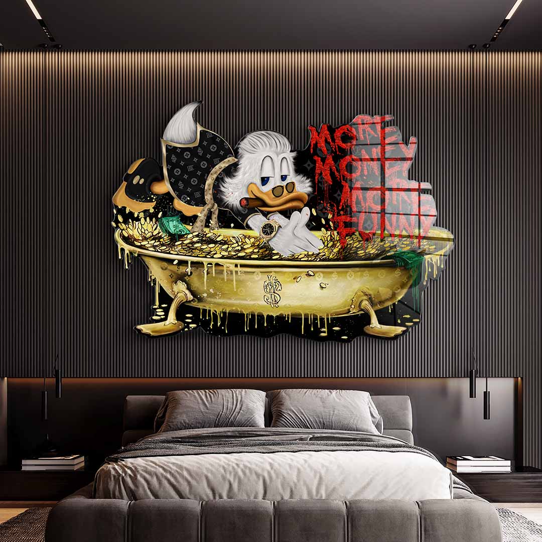 Wandskulptur More Money Duck - Acrylglas 
