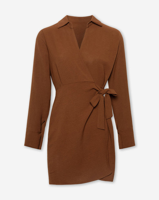 BENTE WRAP DRESS LICHTBRUIN