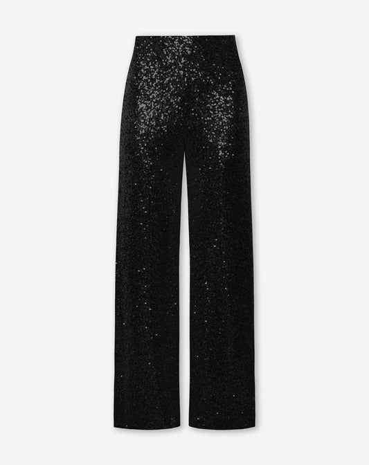 SEQUINS STRAIGHT LEG PANTALON ZWART