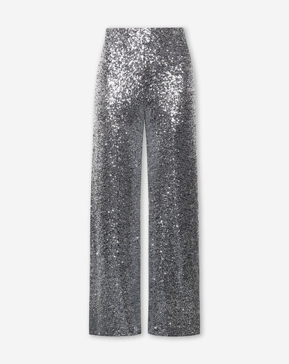 SEQUINS STRAIGHT LEG PANTALON ZILVER