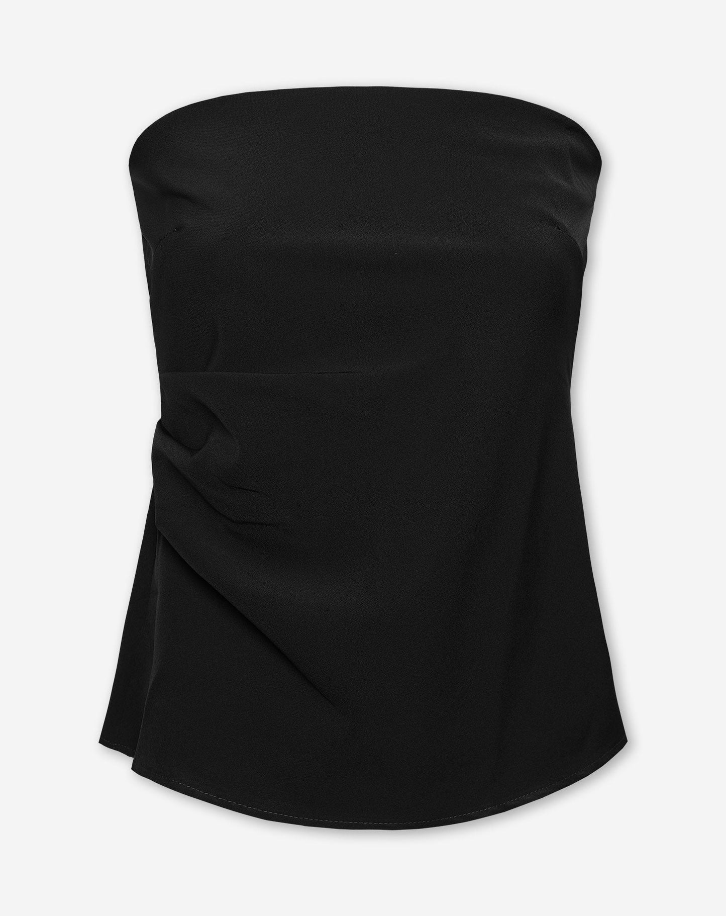 STRAPLESS RUCHED TOP ZWART