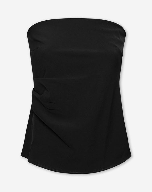 STRAPLESS RUCHED TOP ZWART