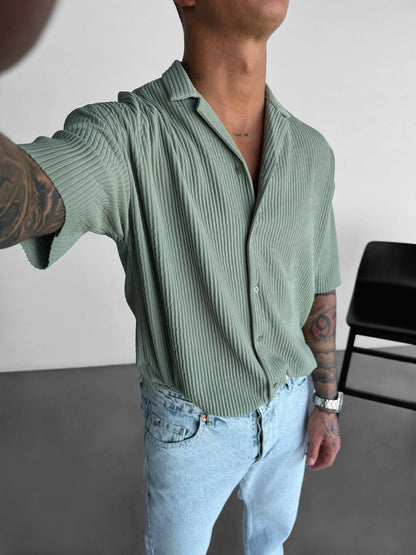 Oversize-Ripp-Shirt - Grün