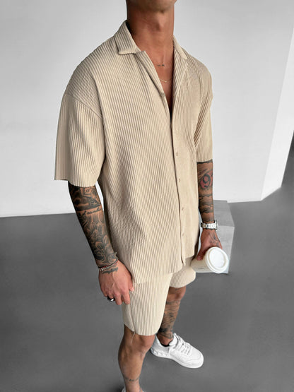 Oversize-Ripp-Shirt - Beige