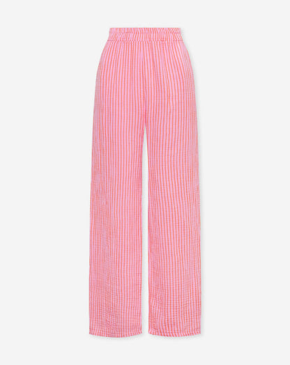 STRIPE MOUSSELINE STRAIGHT LEG PANTS ROZE