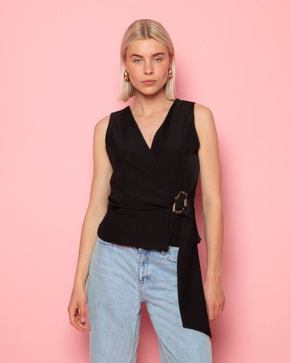 BUCKLE GILET ZWART