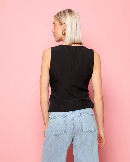 BUCKLE GILET ZWART