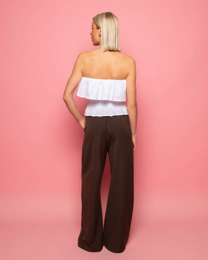 STRAPLESS RUFFLE SMOCK TOP WIT