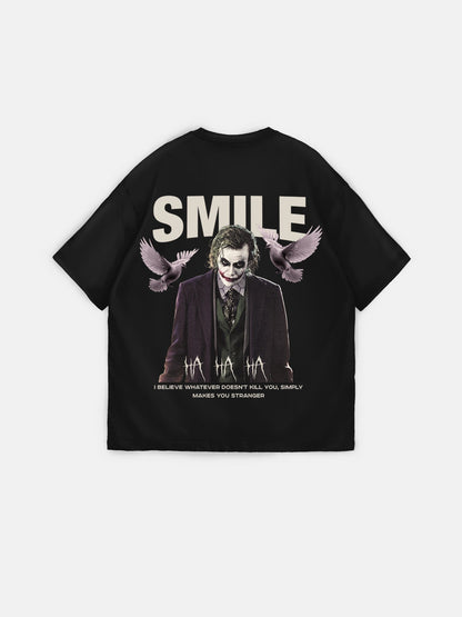Oversize-T-Shirt mit Smile-Print - Schwarz 