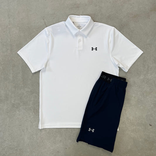 Under Armour Kurzes Polo-Set Marineblau/Weiß