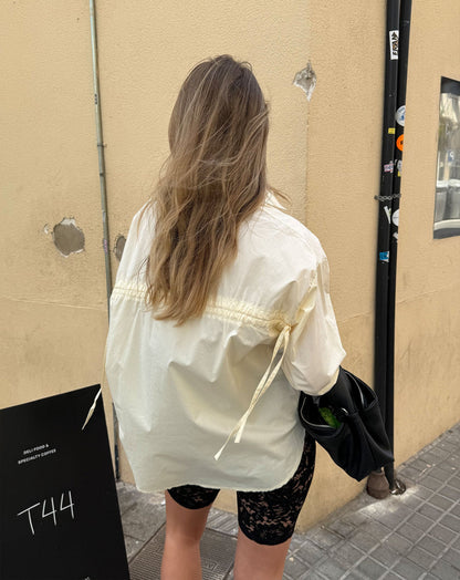 POPLIN LACE UP BLOUSE BOTERGEEL