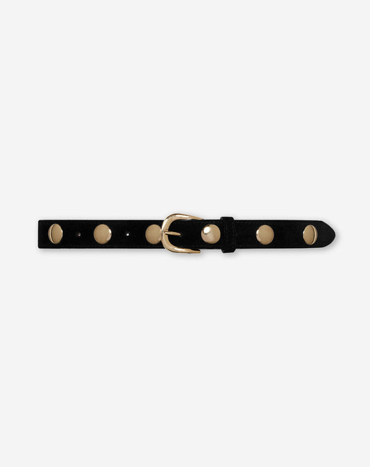 STUDDED SUEDE BELT ZWART